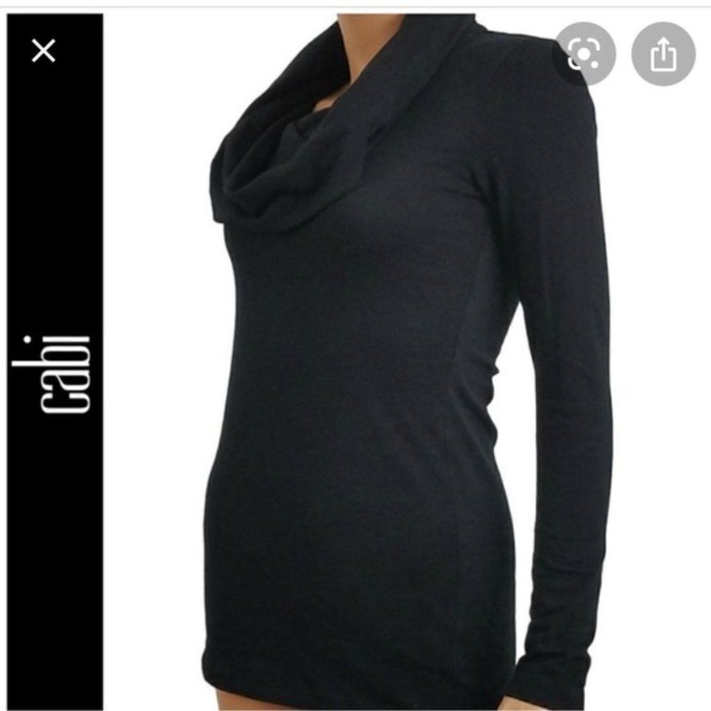 CABI Cozy Cowl Neck Top Long Sleeve Black Sz S #3050 EUC